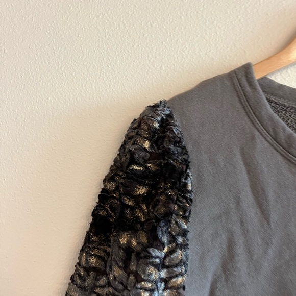 Anthropologie Amandi Floral Puff Sleeve Crewneck Sweatshirt - Picture 5 of 10